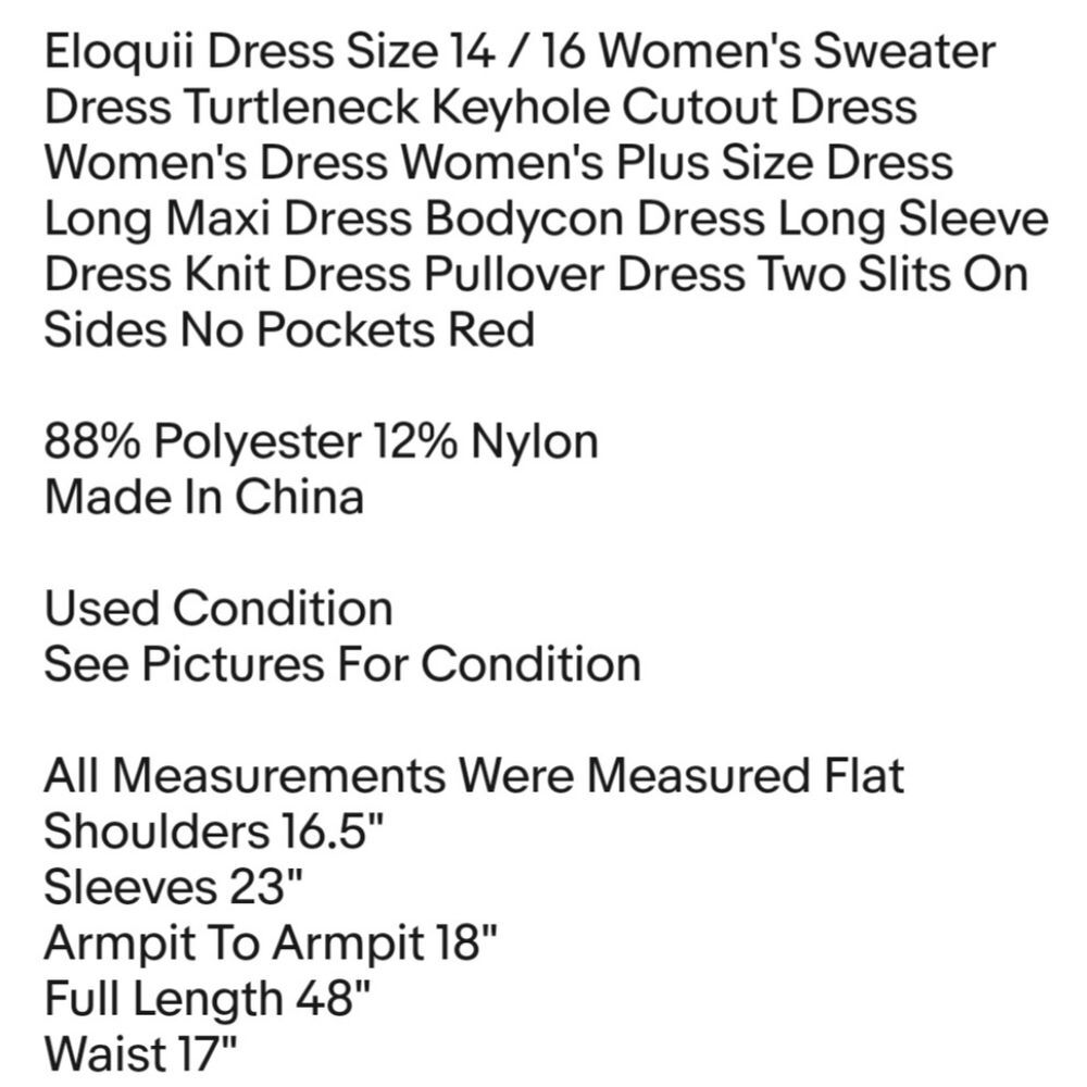 Eloquii Dress Size 14 / 16 Women's Sweater Dress Turtleneck Keyhole Cutout Dress - Picture 2 of 9
